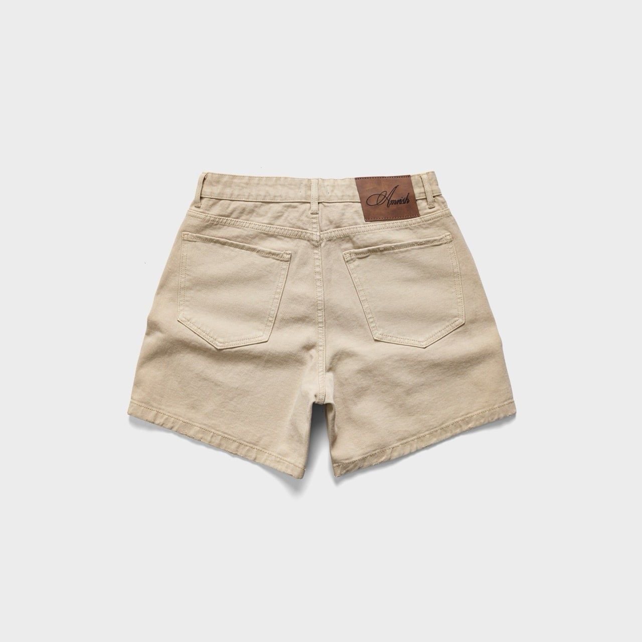  WIDE LEG BUTTON DENIM SHORTS - NUDE 