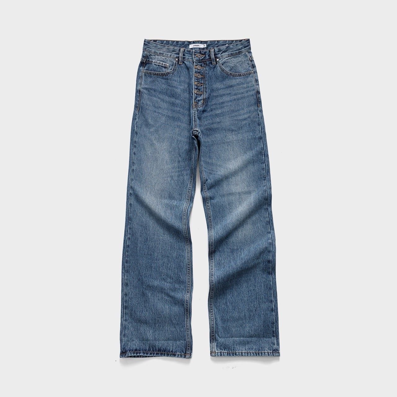  STRAIGHT BUTTON DENIM JEANS - DEEP BLUE 