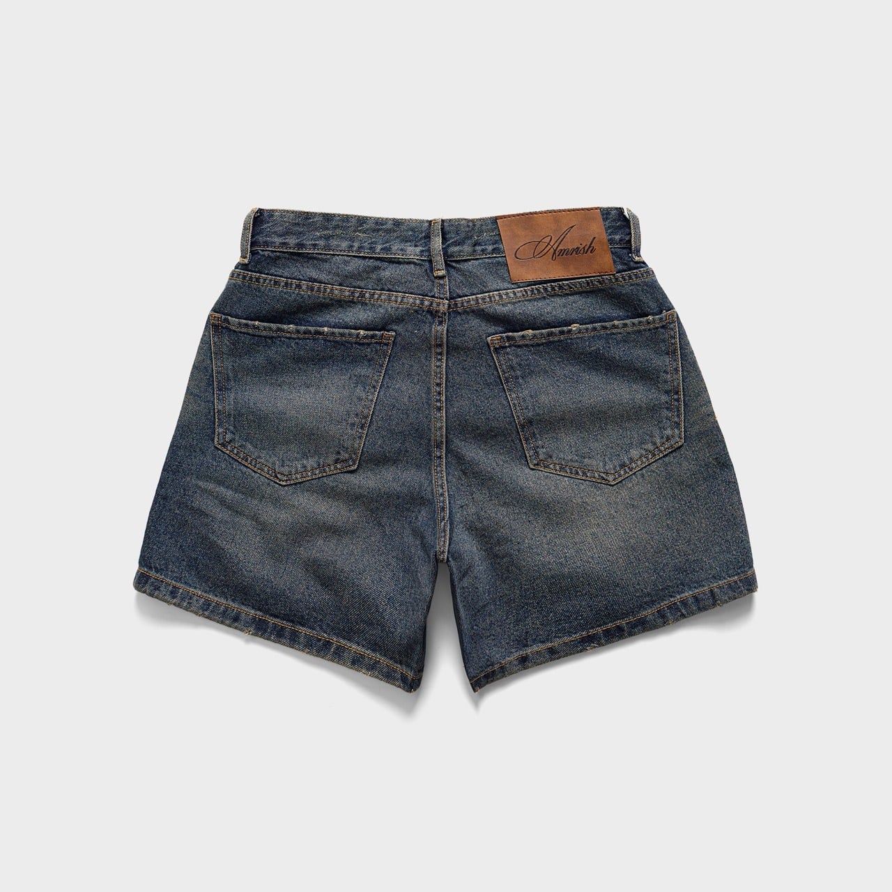  WIDE LEG STAR DENIM JEANS SHORTS - DUSK BLUE 