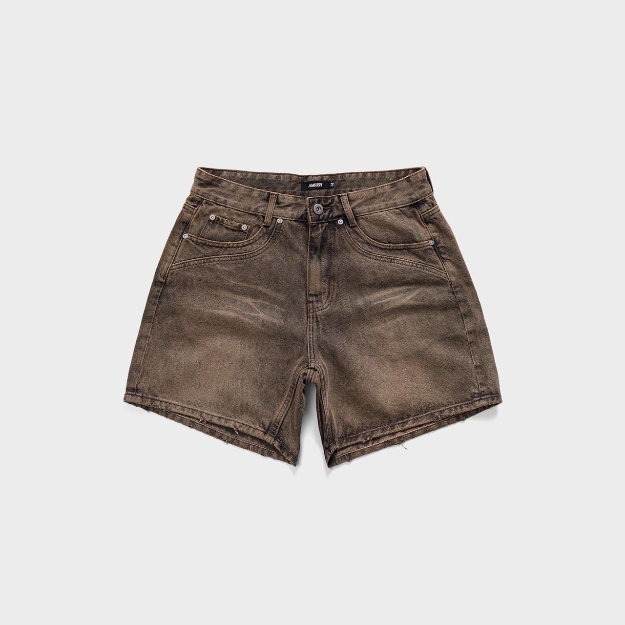  PANEL WIDE LEG DENIM SHORTS - SAND 
