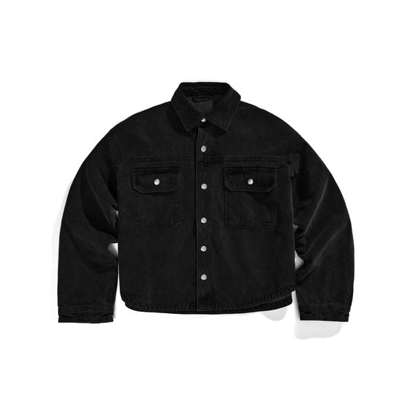  REGULAR DENIM SS SHIRT - DARK GREY 