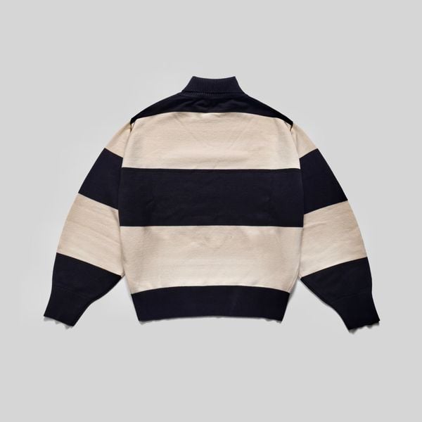  METAL LOGO KNIT POLO SHIRT - BLACK/BEIGE 