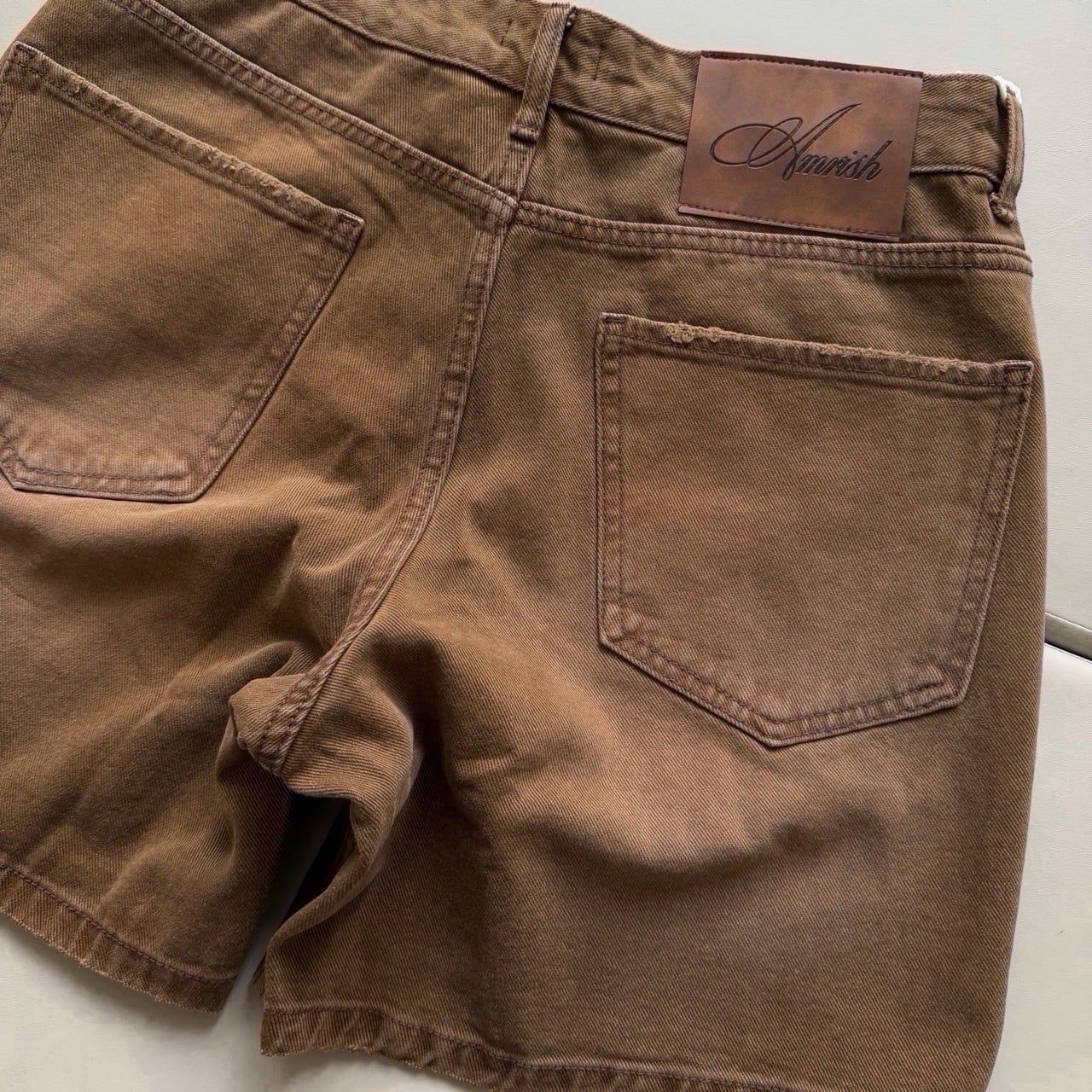  STAR WIDE LEG DENIM SHORTS - BROWN 