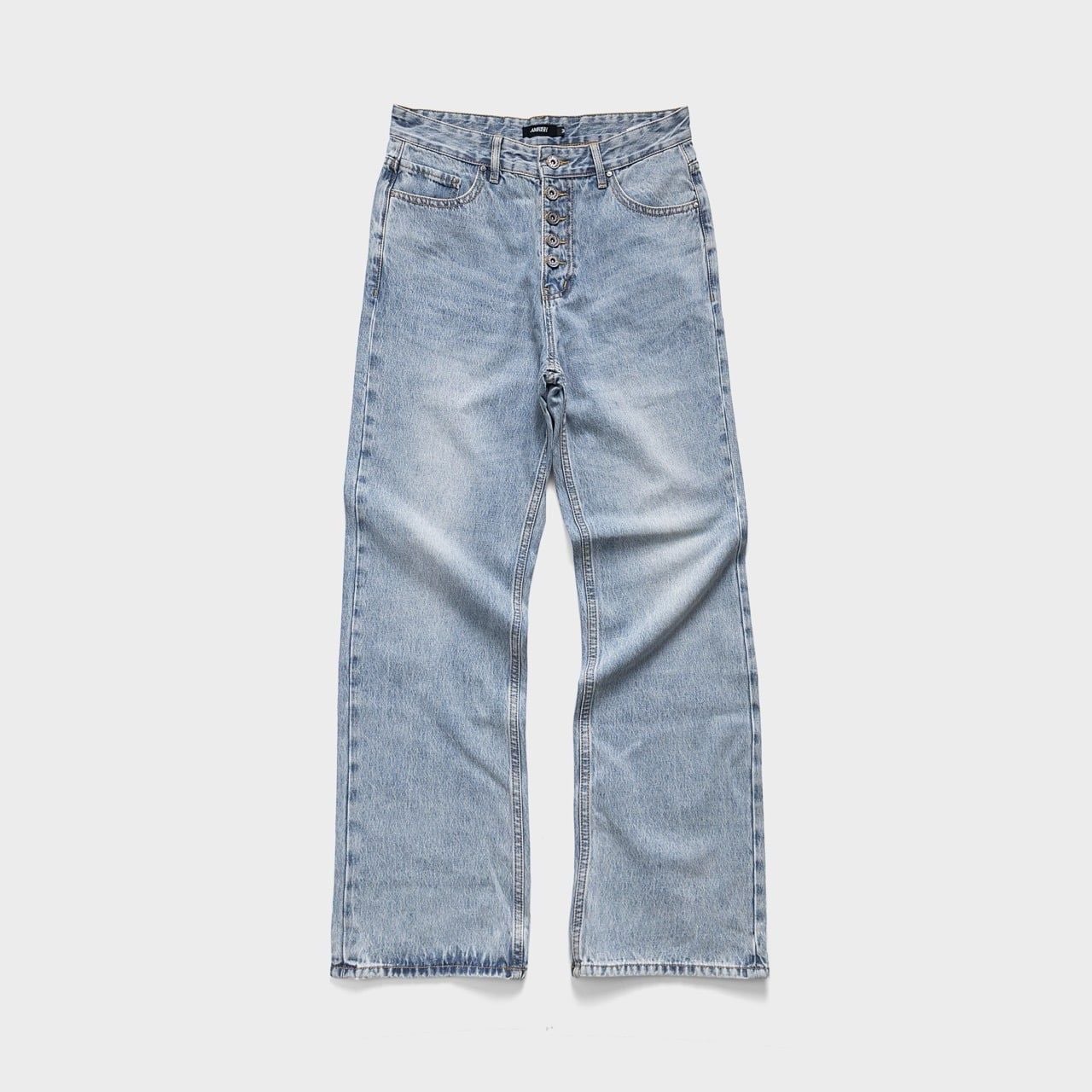  STRAIGHT BUTTON DENIM JEANS - AQUA BLUE 