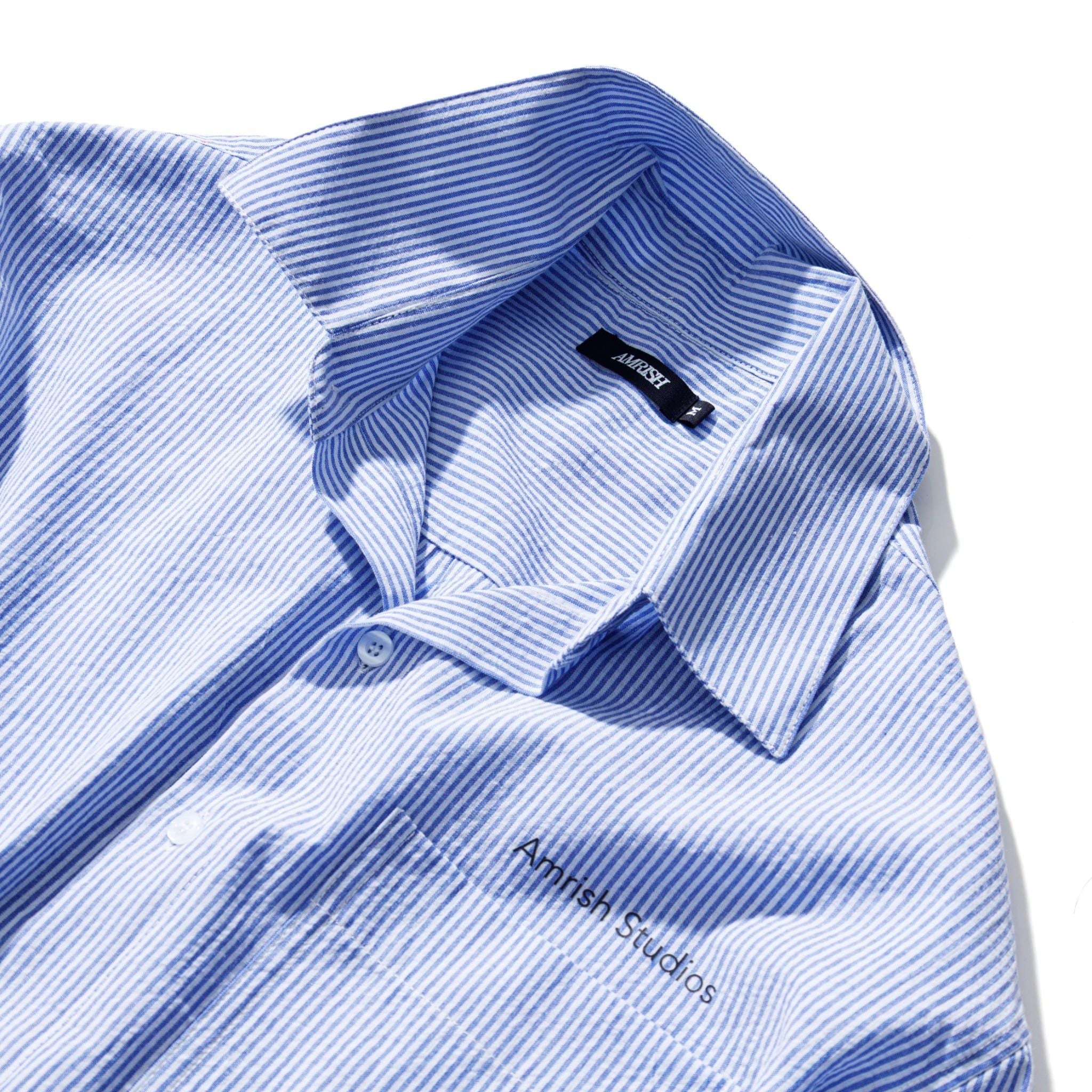  LINEN STRIPED SHIRT - BLUE 