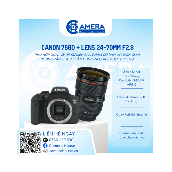  Canon 750D + Lens 24-70mm f2.8 