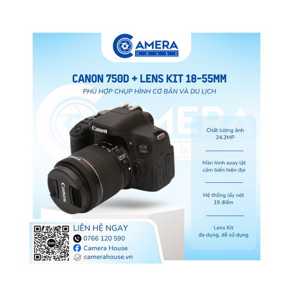  Canon 750D + Lens kit 18-55mm 