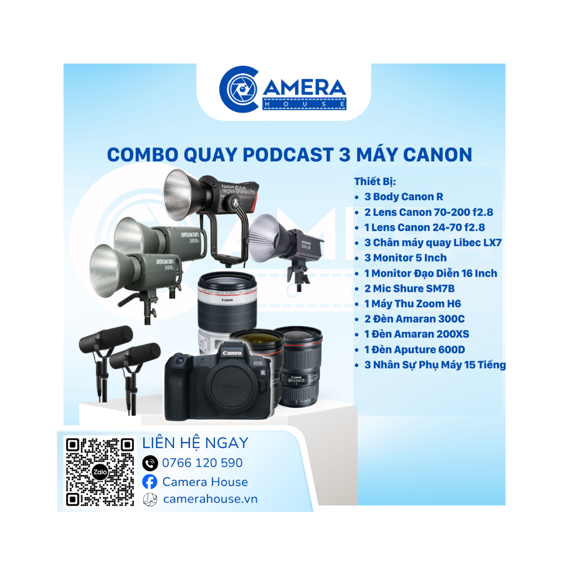  Combo quay Podcast 3 Máy Canon 