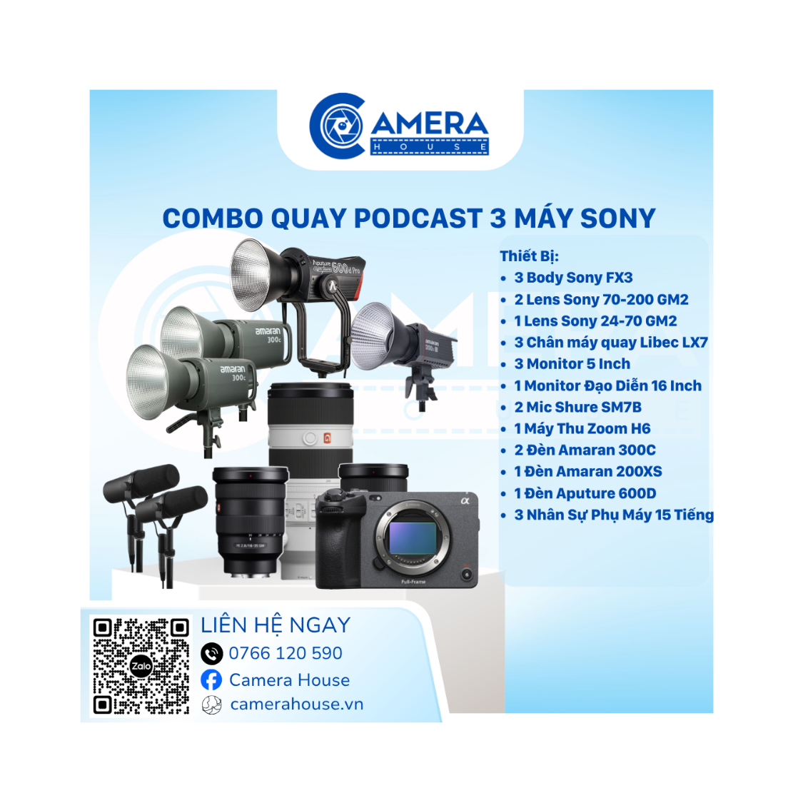  Combo quay Podcast 3 Máy Sony 