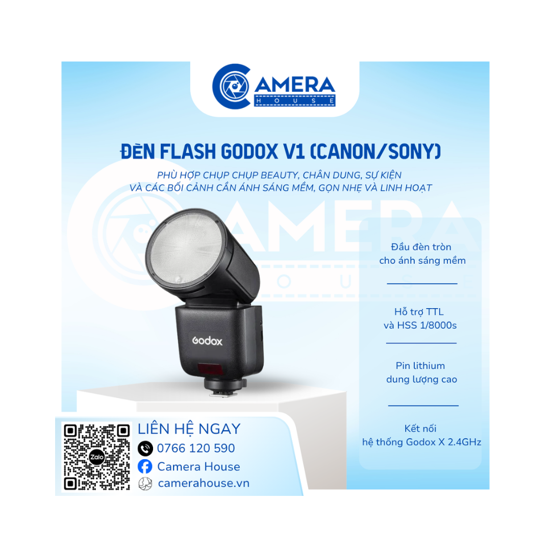  Đèn Flash Godox V1 Canon/Sony 