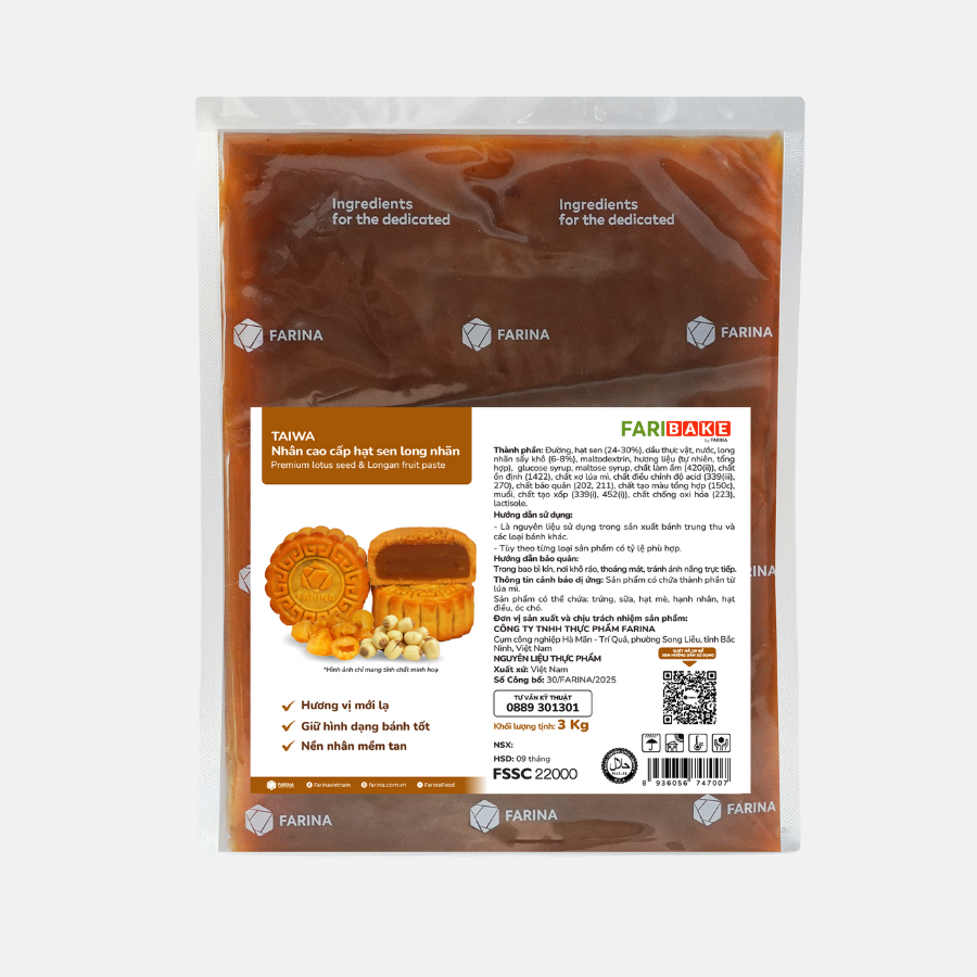 Taiwa - Nhân cao cấp Hạt Sen Long Nhãn, Farina | Túi 200g, 500g, 3kg
