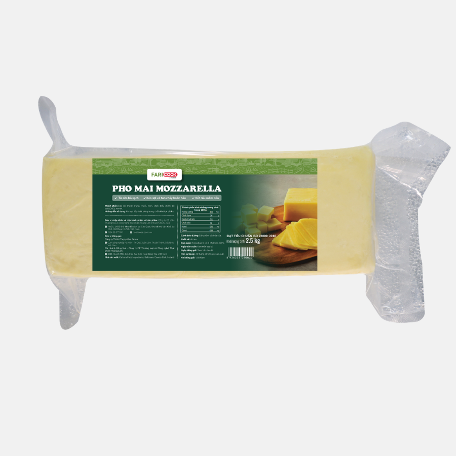 Phomai Mozzarella nhãn hiệu FariCook từ Farina | Khối 2.5kg