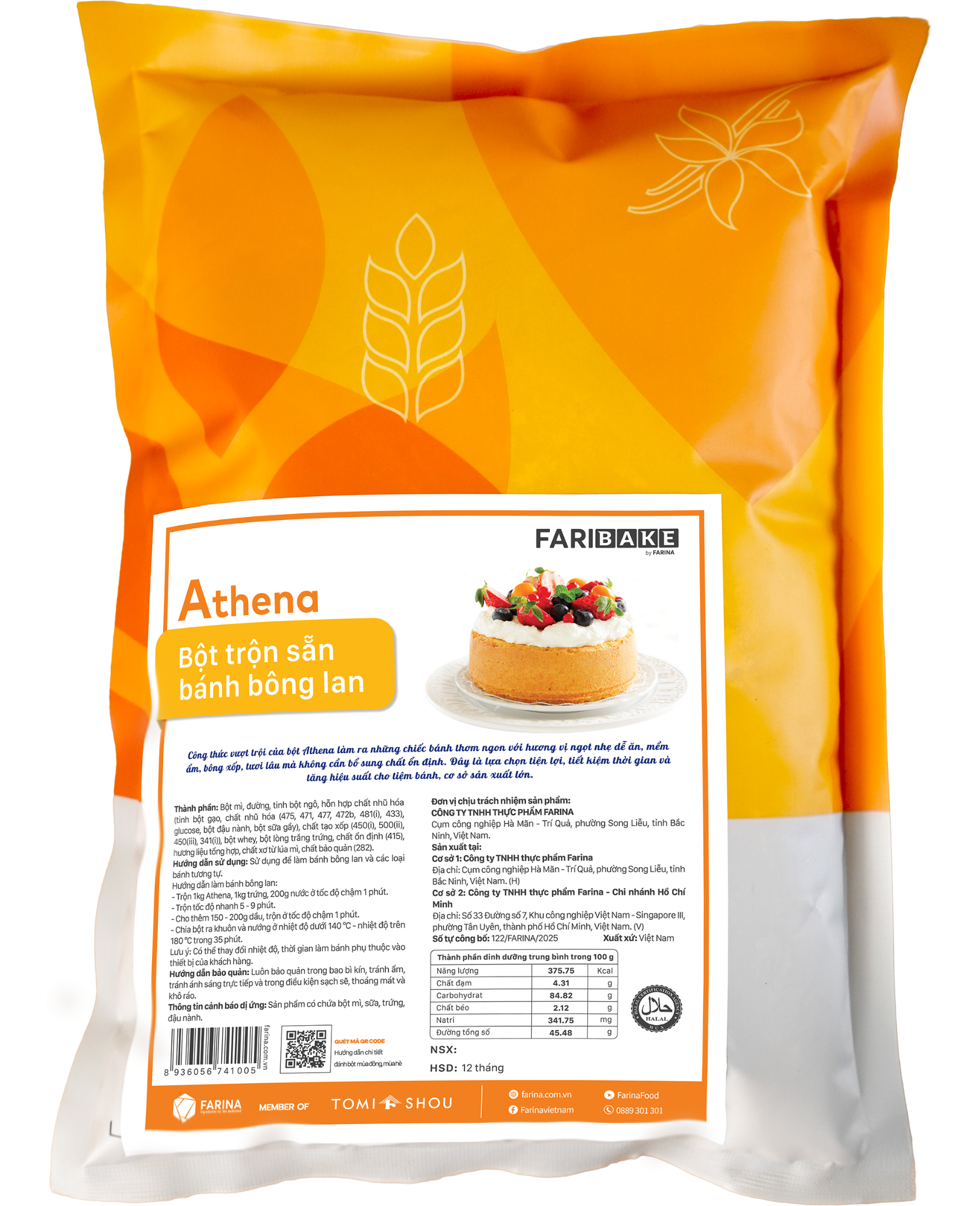 Athena - Bột Trộn Sẵn Bánh Bông Lan, Farina | Túi 1kg, 15kg, 25kg