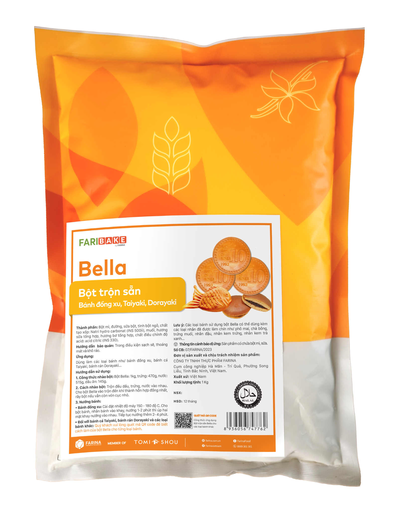 Bella - Bột Trộn Sẵn Bánh Đồng Xu, Taiyaky, Dorayaky, Farina | Túi 1kg