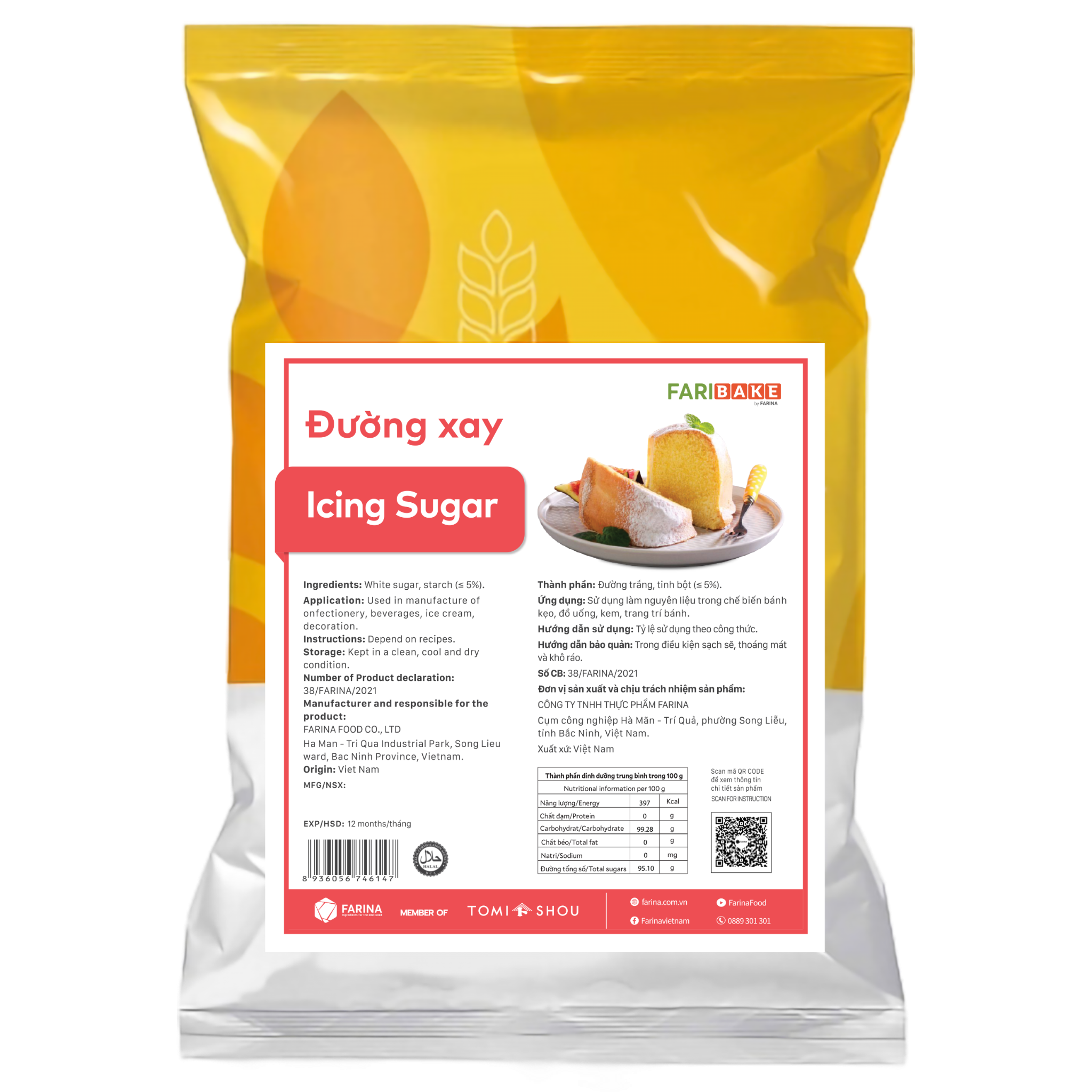 Đường Xay Icing Sugar Farina | Túi 1kg, Bao 25kg