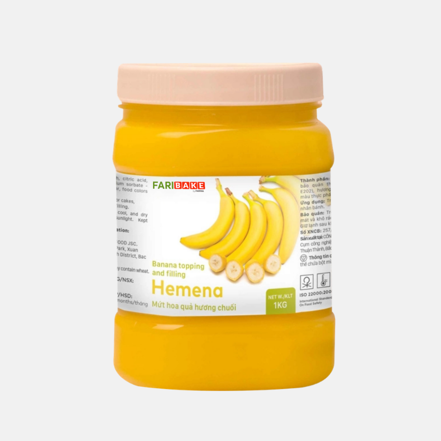 Hemena - Mứt Hoa Quả Hương Chuối, Farina | Hộp 1kg, Thùng 5kg