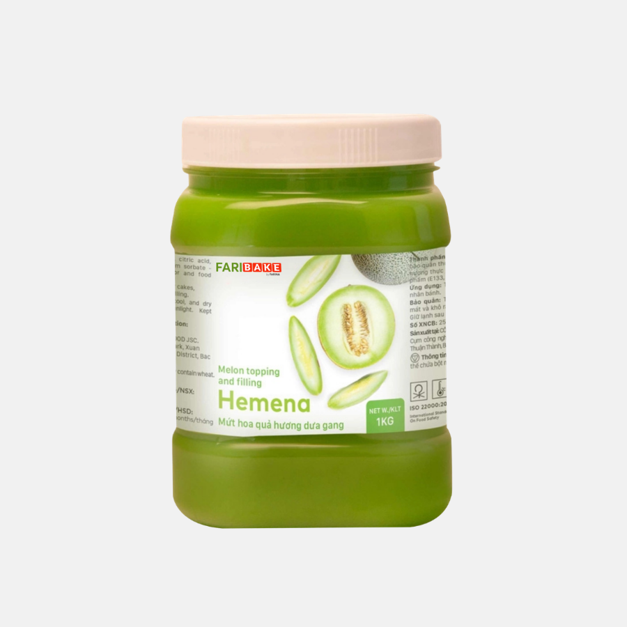 Hemena - Mứt Hoa Quả Hương Dưa Gang, Farina | Hộp 1kg, Thùng 5kg