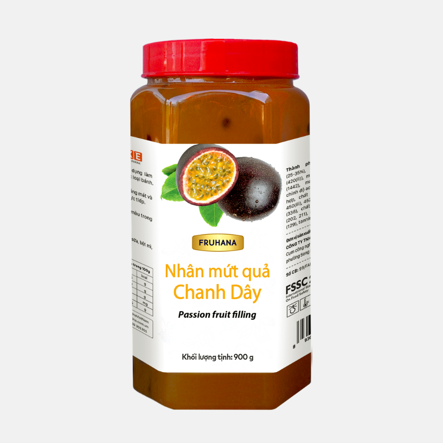 Fruhana - Nhân mứt Quả Chanh Dây, Farina | Hộp 900g, Thùng 5kg