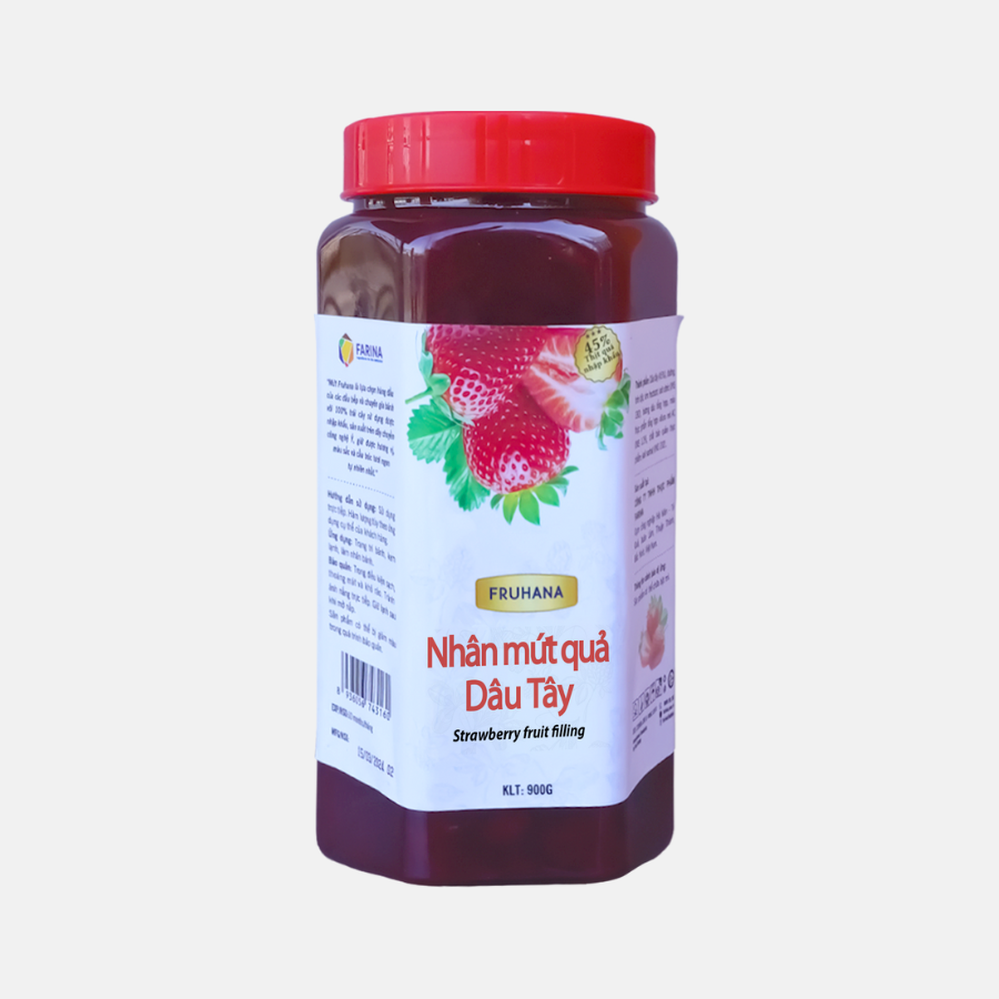 Fruhana - Nhân mứt Quả Dâu Tây, Farina | Hộp 900g, Thùng 5kg