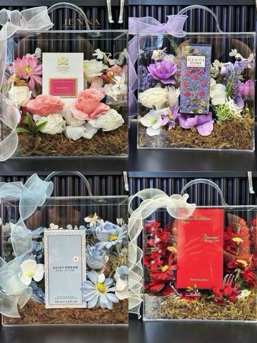  Box Hoa nhựa mica + hoa vải 