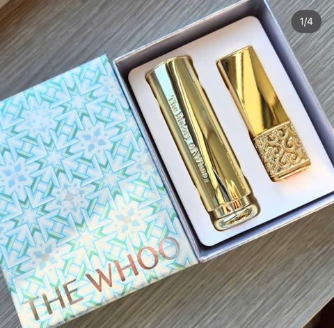  Set Son Whoo Gongjinhyang Glow Lip Balm Special (Son Lì Whoo Mi Mini Đỏ cam 24+Son Dưỡng Whoo Mi Glow Lip Balm Pink) 