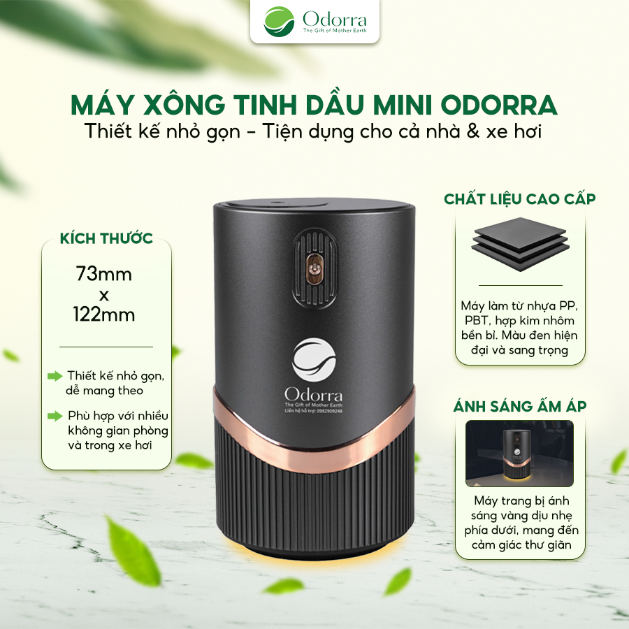  Máy Xông Tinh Dầu Mini Odora - Thiết Kế Nhỏ Gọn, Tiện Dụng Cho Cả Nhà & Xe Hơi 