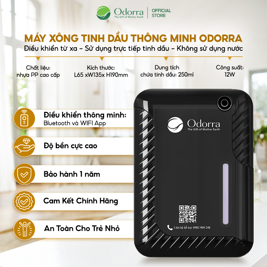  Máy Xông Tinh Dầu Thông Minh Odorra Điều khiển Từ Xa, Tạo Không Gian Thư Giãn Tiết Kiệm Tinh Dầu 