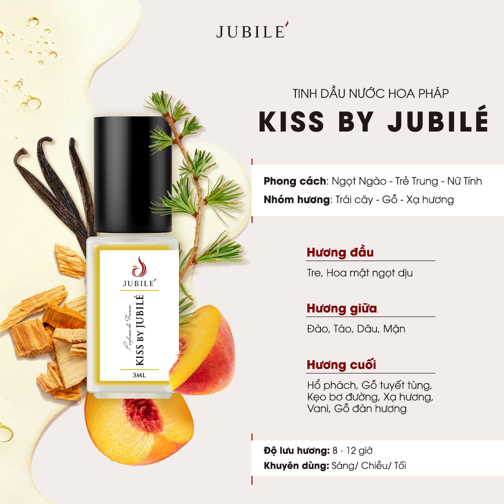  Kiss by Jubilé - Tinh Dầu Nước Hoa Cao Cấp 3ml Và 12ml Dạng Lăn 