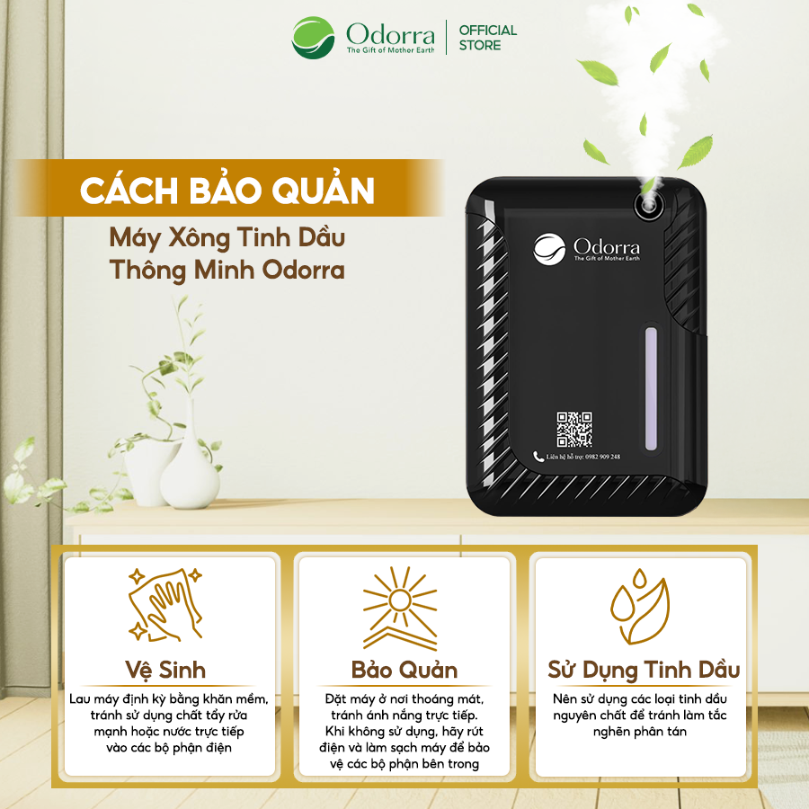  Máy Xông Tinh Dầu Thông Minh Odorra Điều khiển Từ Xa, Tạo Không Gian Thư Giãn Tiết Kiệm Tinh Dầu 