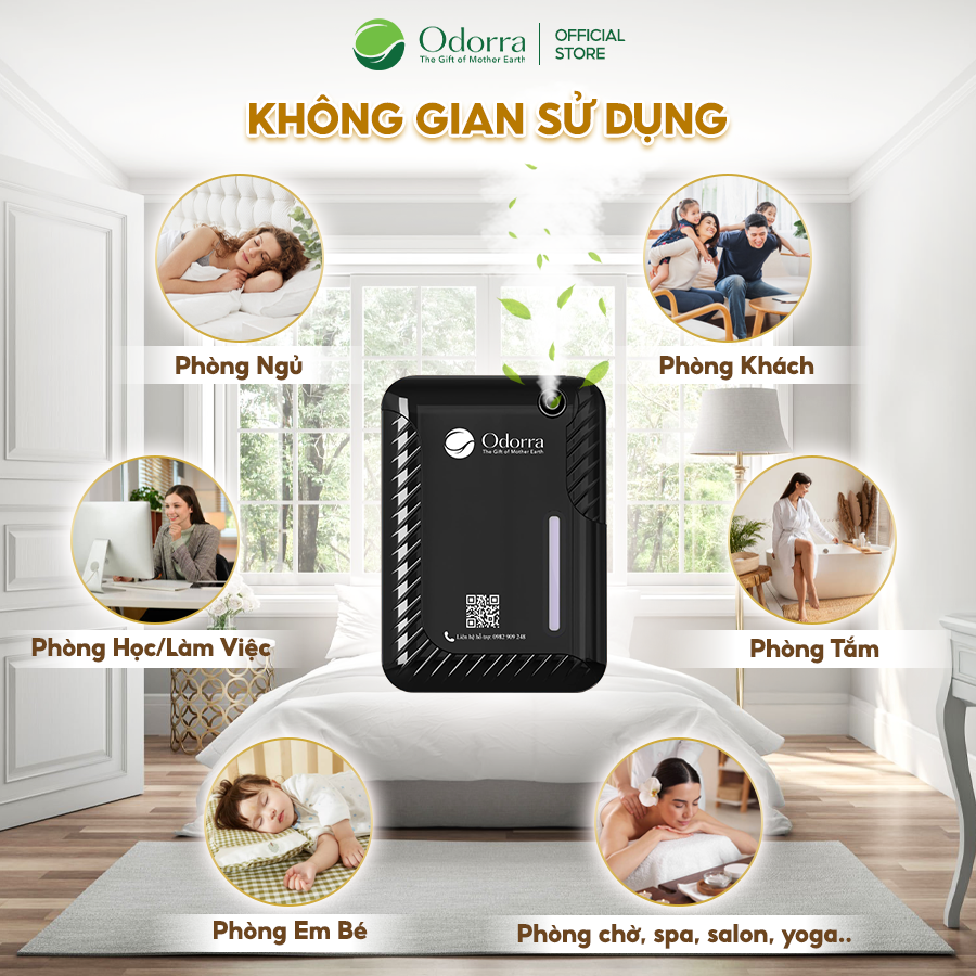  Máy Xông Tinh Dầu Thông Minh Odorra Điều khiển Từ Xa, Tạo Không Gian Thư Giãn Tiết Kiệm Tinh Dầu 