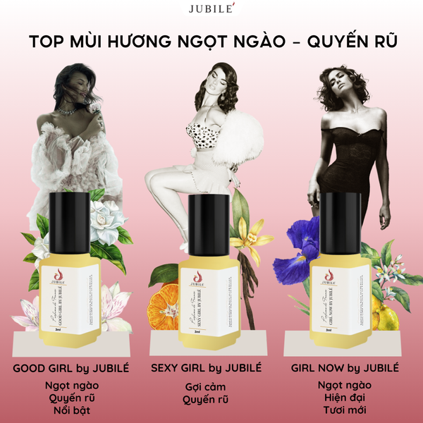  [Ngọt ngào - Quyến rũ] Combo 3 Chai Mùi Hương Nữ Ngọt Ngào Tinh dầu nước hoa Pháp Jubilé Minisize Dạng Lăn 3ml 