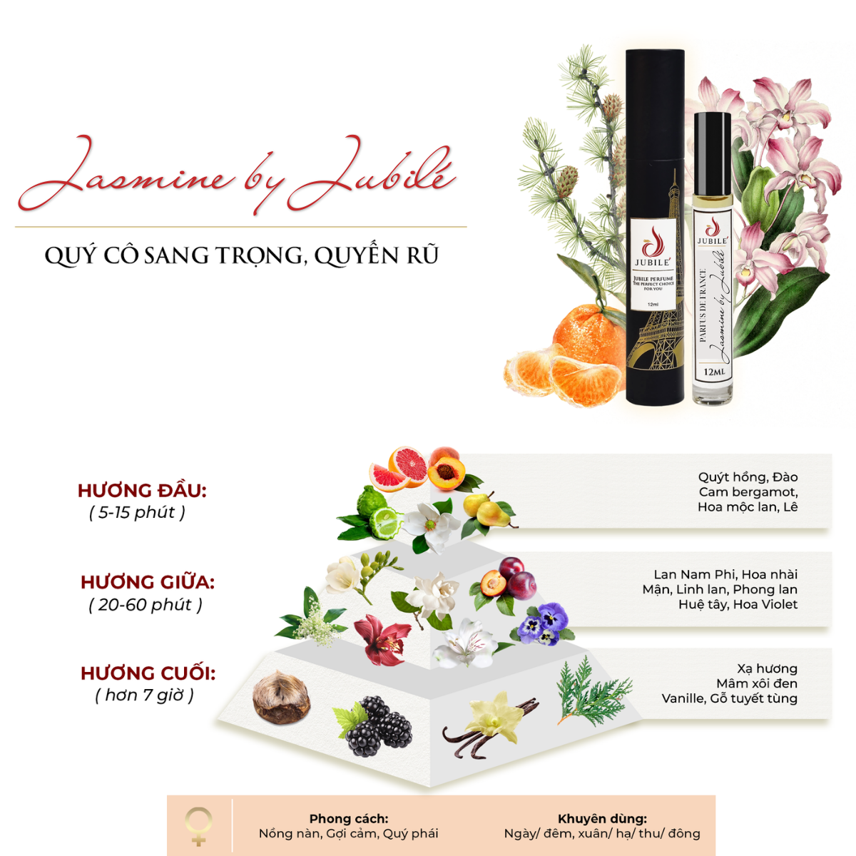  Jasmine by Jubilé - Tinh Dầu Nước Hoa Pháp Cao Cấp 12ml Lăn 