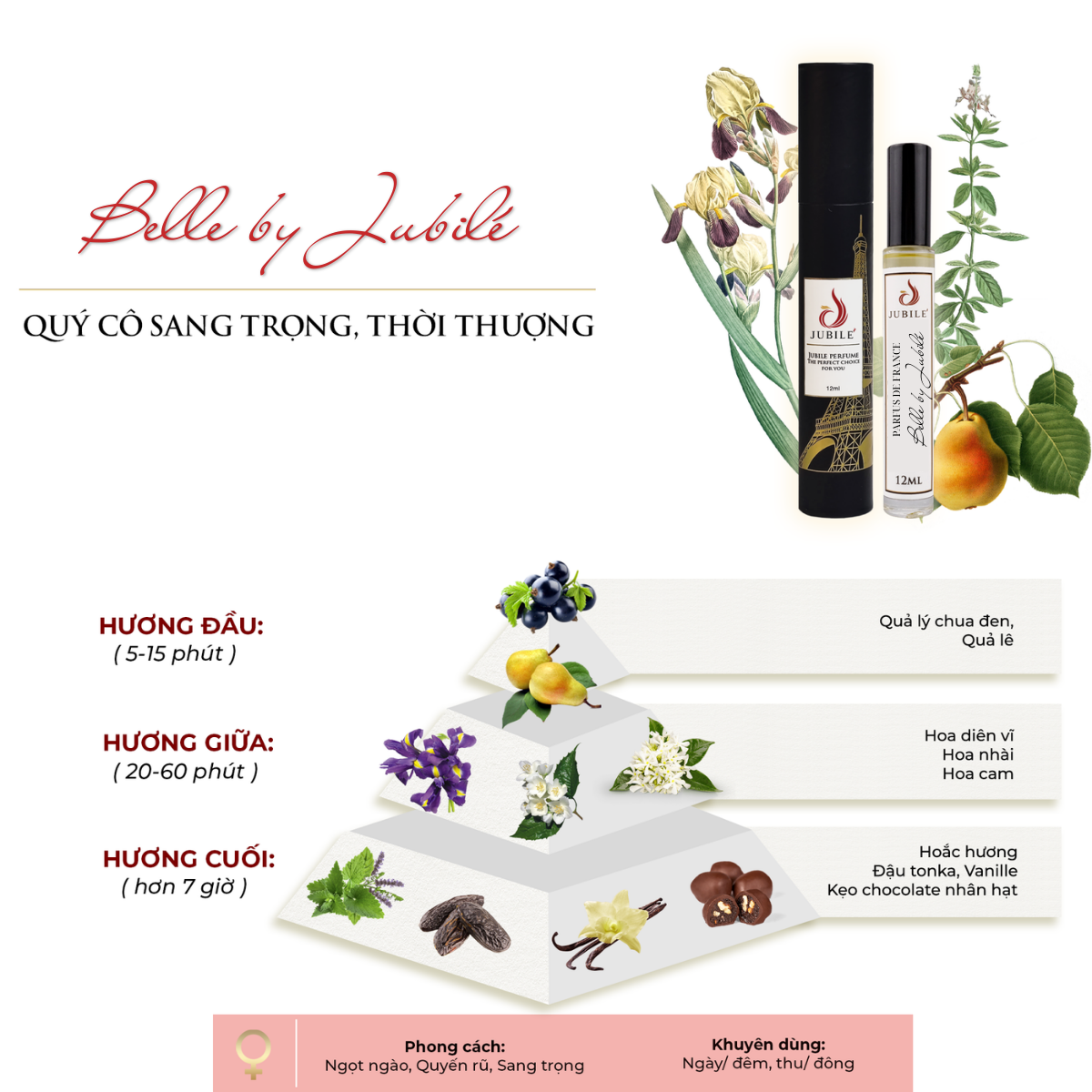  Belle by Jubilé - Tinh Dầu Nước Hoa Pháp Cao Cấp 12ml Lăn 