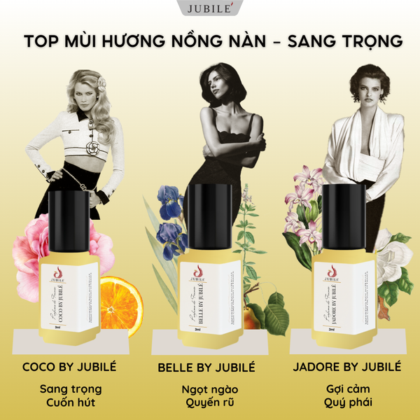  [Nồng nàn - Sang Trọng] Combo 3 Chai Mùi Hương Nữ Sang Trọng Tinh dầu nước hoa Pháp Jubilé Minisize Dạng Lăn 3ml 