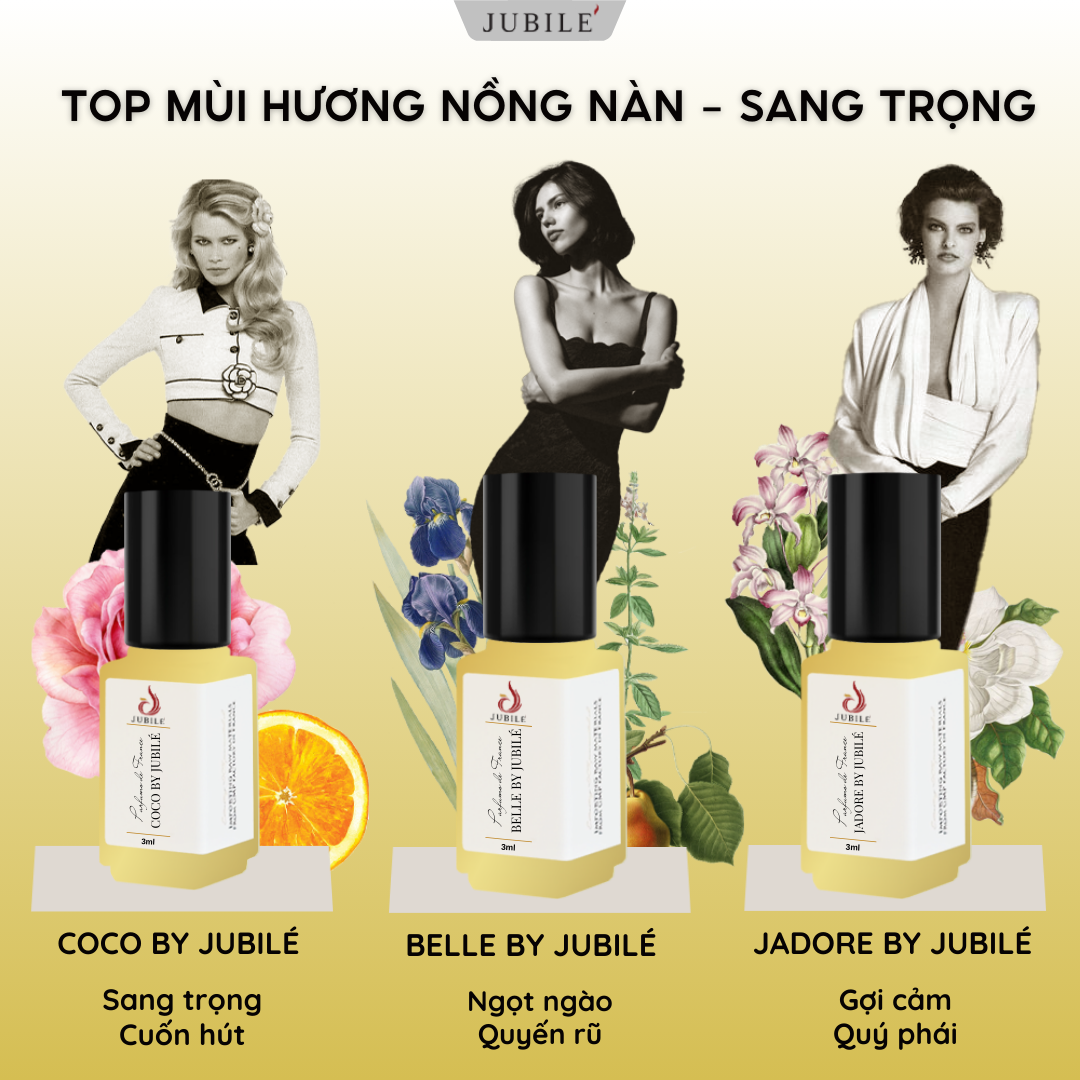  [Nồng nàn - Sang Trọng] Combo 3 Chai Mùi Hương Nữ Sang Trọng Tinh dầu nước hoa Pháp Jubilé Minisize Dạng Lăn 3ml 