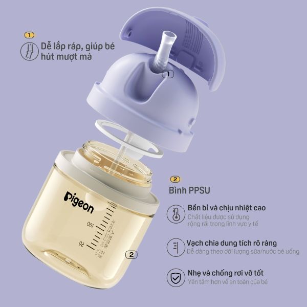 [PPSU] Bình tập uống Pigeon Training Master Series có bi trọng lực 200ml (12 tháng+)