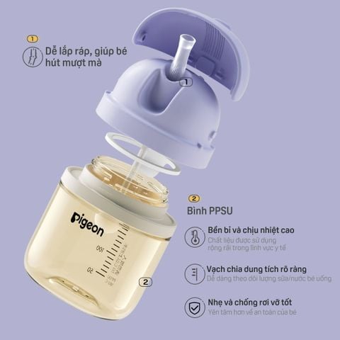 [PPSU] Bình tập uống Pigeon Training Master Series có bi trọng lực 200ml (12 tháng+)