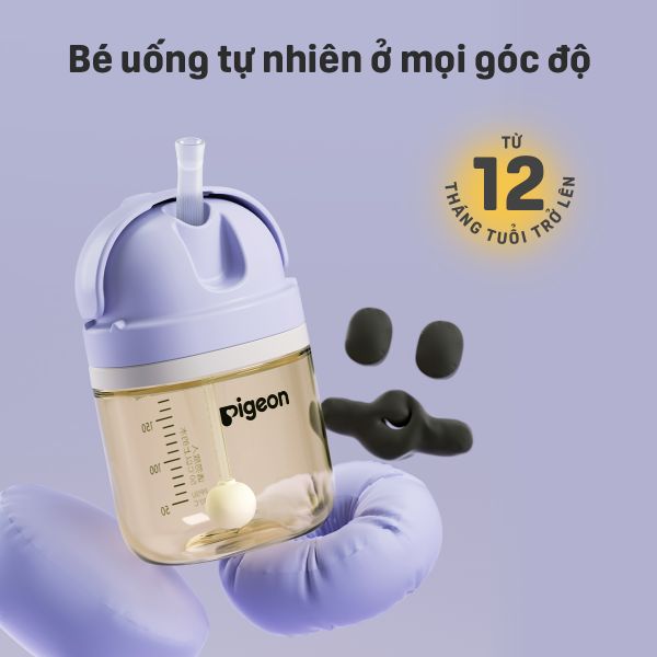 [PPSU] Bình tập uống Pigeon Training Master Series có bi trọng lực 200ml (12 tháng+)