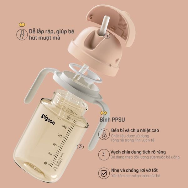 [PPSU] Bình tập uống Pigeon Training Master Series 300ml (18 tháng+)