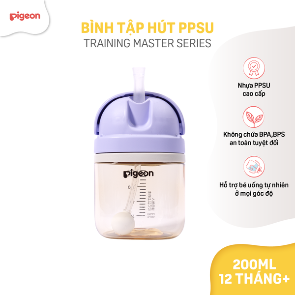 [PPSU] Bình tập uống Pigeon Training Master Series có bi trọng lực 200ml (12 tháng+)