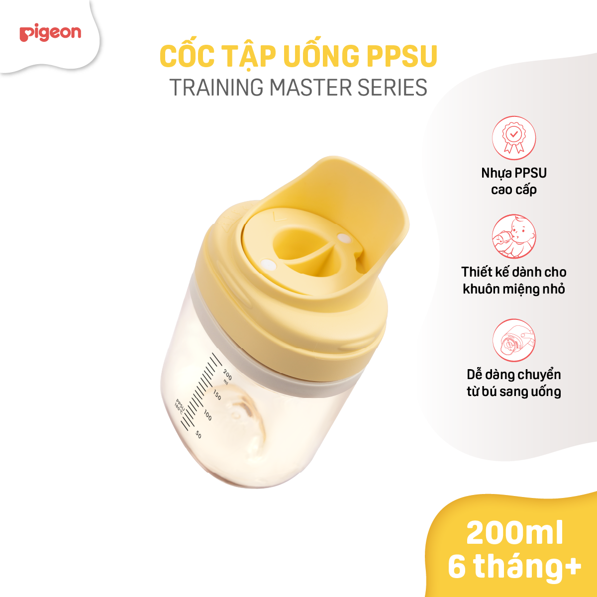 [PPSU] Cốc tập uống Pigeon Training Master Series 200ml (6 tháng+)