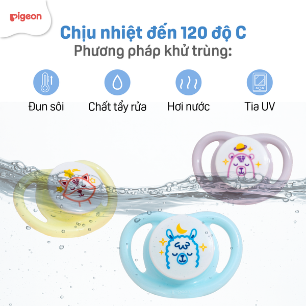 Ty Ngậm Silicone Siêu Mềm Ban Đêm Pigeon, Núm Ti Giả Cho Bé Từ 0-12+ tháng