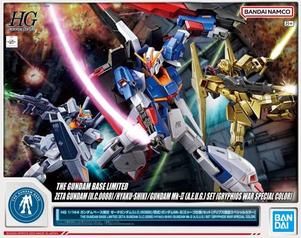 HG UC 1/144 The Gundam Base Limited Zeta Gundam / Hyaku-Shiki / Gundam Mk-II - AEUG - Set Gryps Conflict Special Color