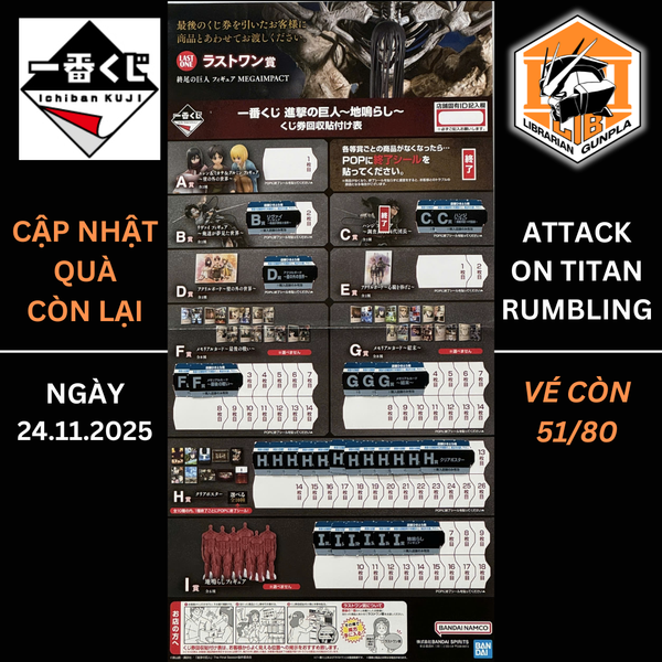 Vé bốc thăm Ichiban Kuji - Attack On Titan - Rumbling