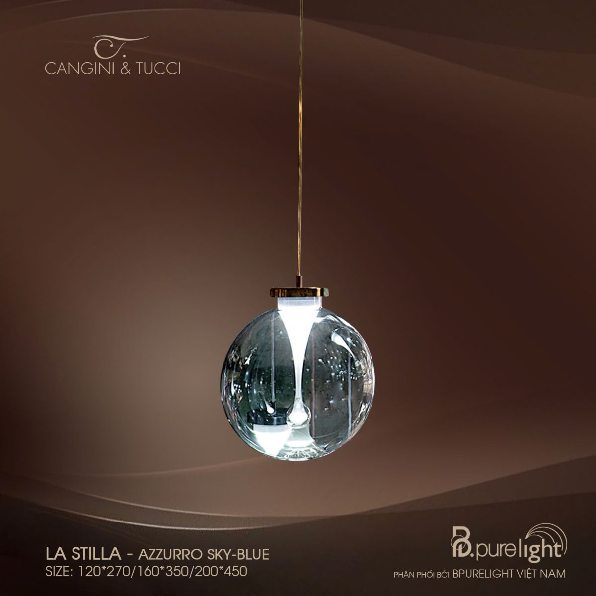  Đèn thả nhập khẩu La Stilla - Azzurro Sky-Blue 