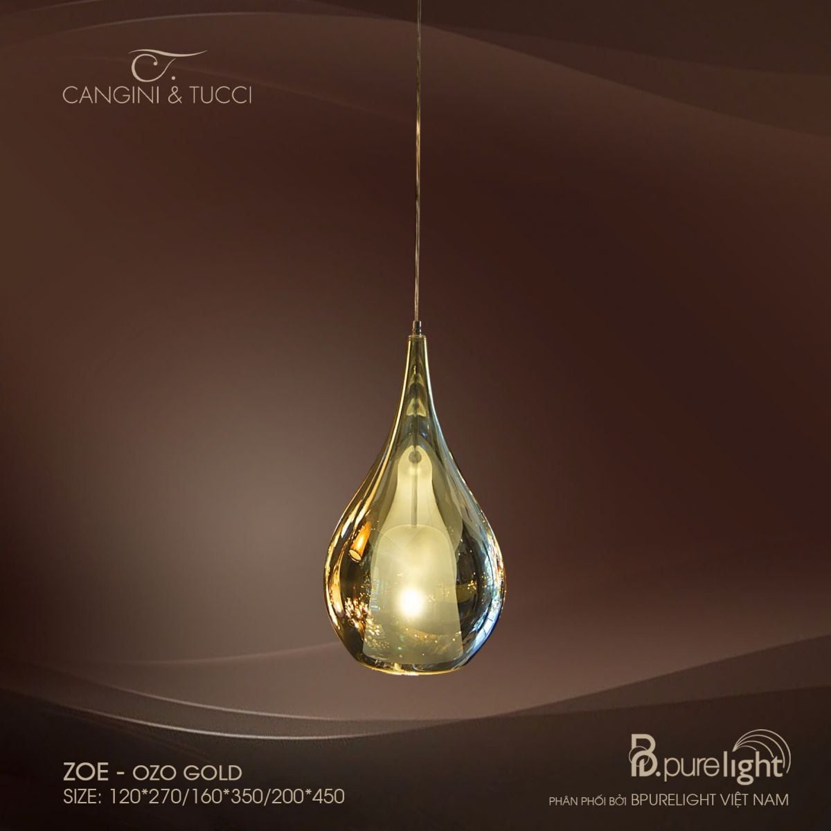  Đèn thả nhập khẩu Zoe - Ozo Gold 