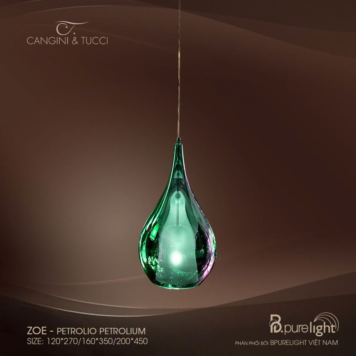  Đèn thả nhập khẩu Zoe - Petrolio Petrolium 