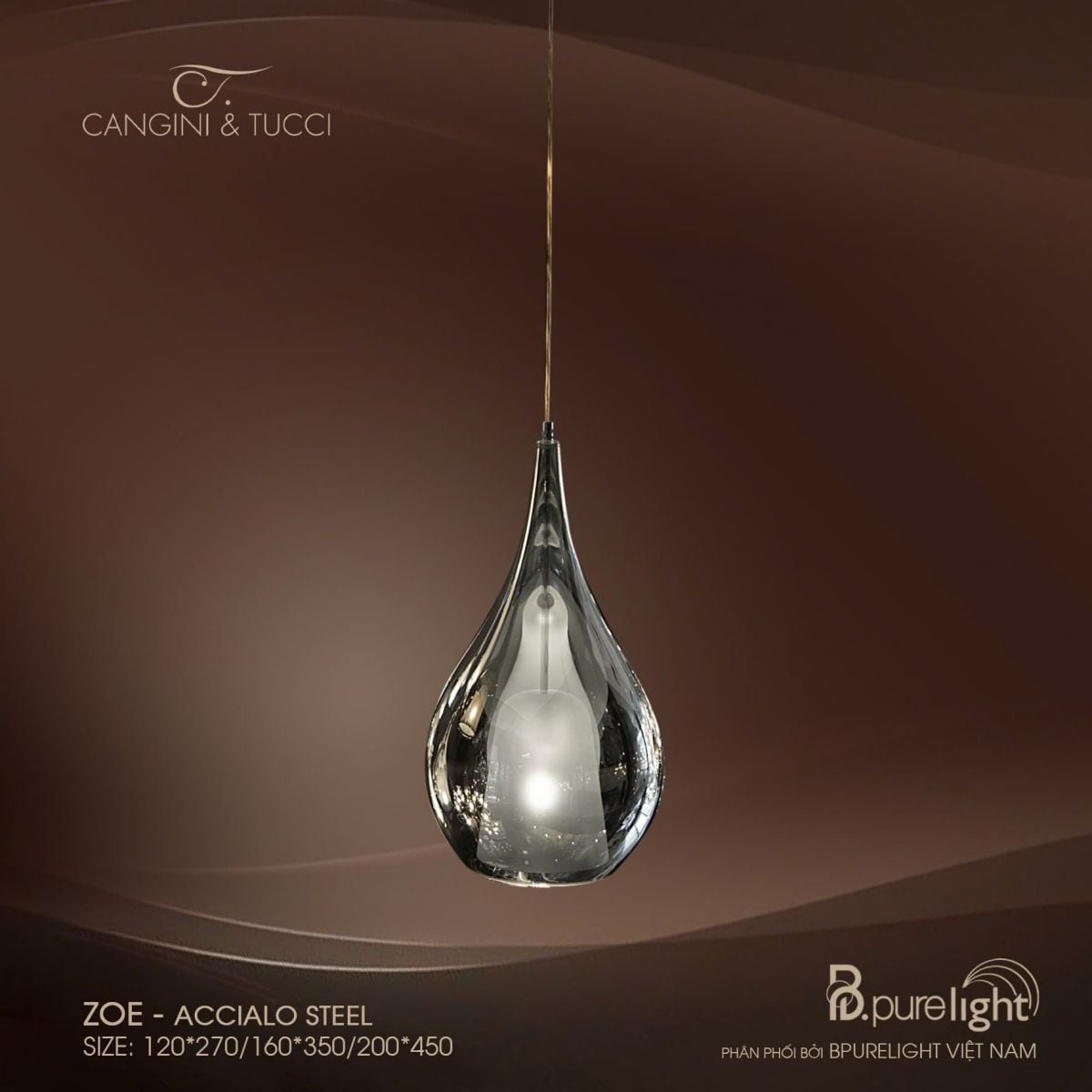  Đèn thả nhập khẩu Zoe - Accialo Steel 