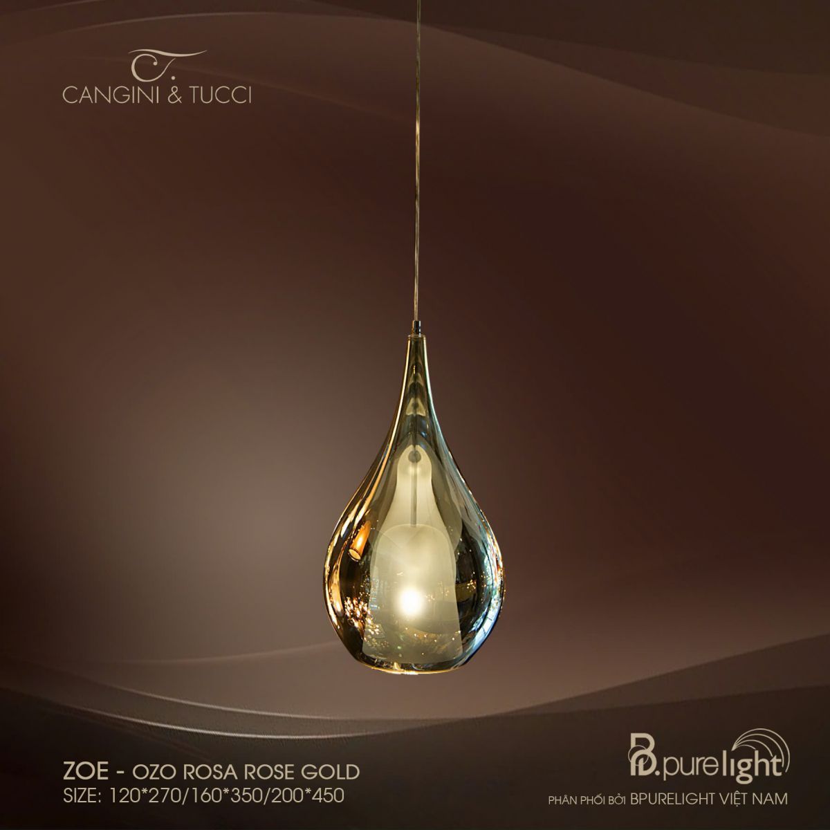  Đèn thả nhập khẩu Zoe - Ozo Rosa Rose Gold 