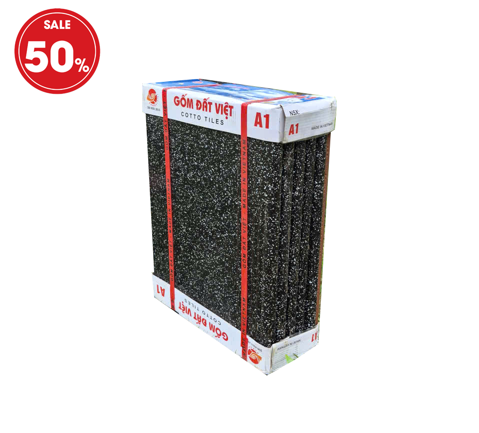 GẠCH BẬC THỀM 400x300MM COTTO GRANITE ĐEN CHẤM BI TRẮNG A1